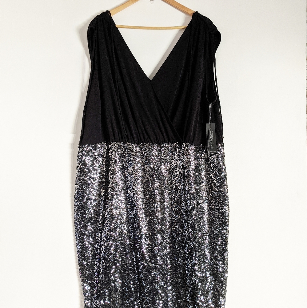 NWT LANE BRYANT Silver Sequin Tank Midi Dress